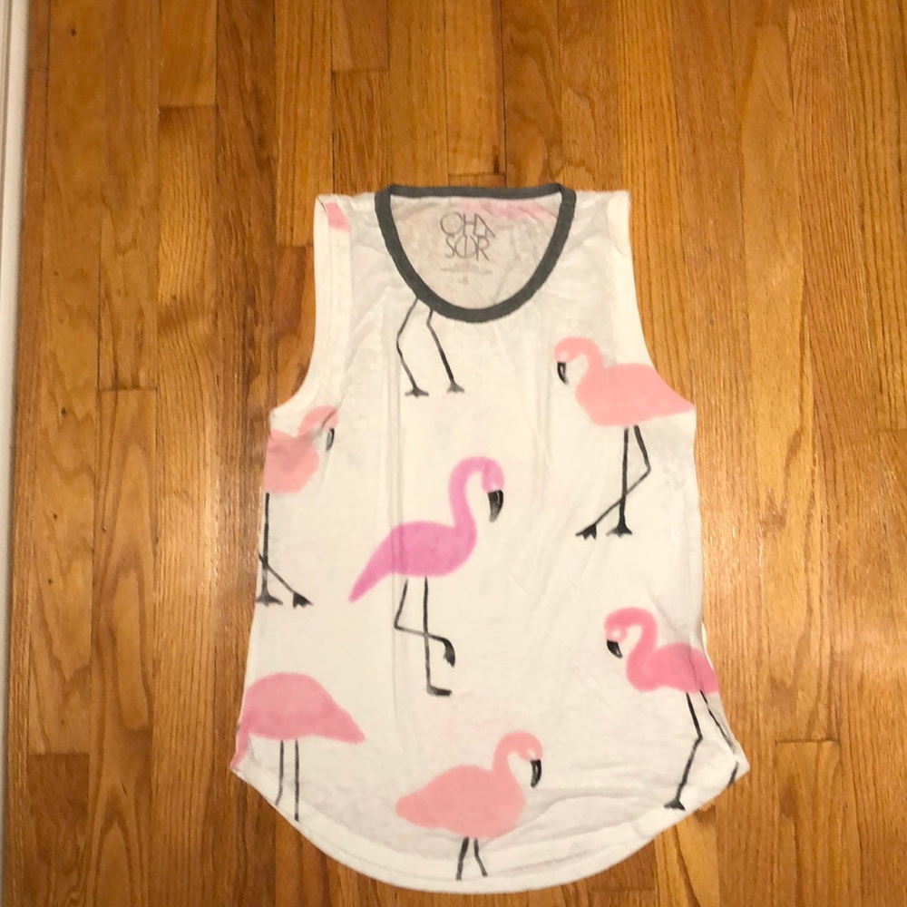 Chaser brand tank top with pink flamingos